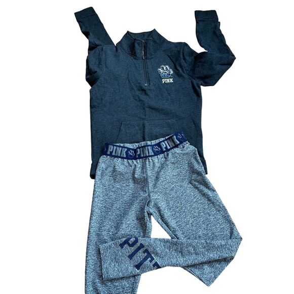 Pitt Pittsburgh Panthers Victoria Secret PINK Fleece Gray Sweater/pants Small - Picture 1 of 10